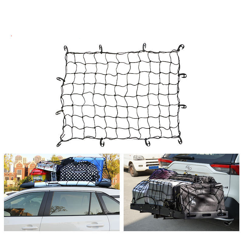Car Roof Cargo Net 3 x 4 Foot Stretches to 6'x8' Durable SUV Rear Trunk Organizer Net Mesh Pocket with 24 hooks