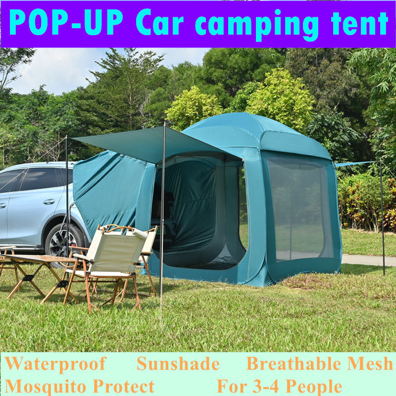 Versatile Car Rear Camping Tent Instant Pop-Up Shelter Waterproof Sunshade 3-4 Vehicle Tailgate canopy tent